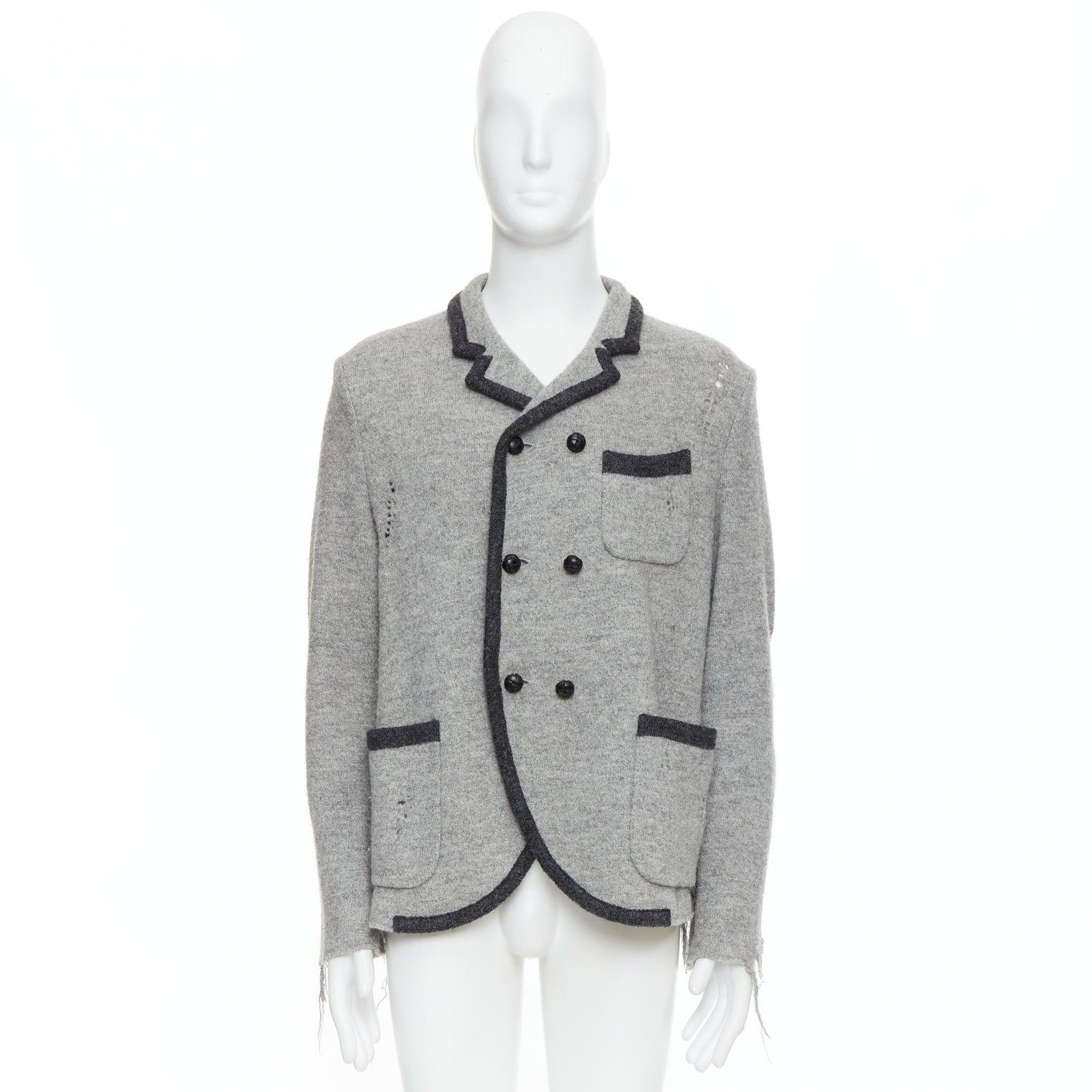MIHARA YASUHIRO blazer grège gris en laine vieillie L en vente 4