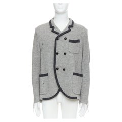 MIHARA YASUHIRO grey wool distressed grunge nautical blazer jacket L
