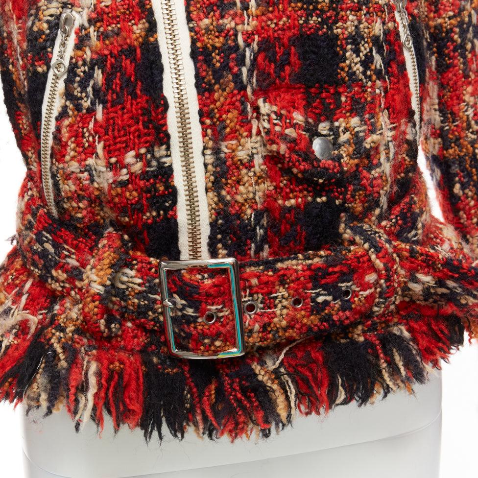 MIHARA YASUHIRO red plaid wool tweed PU trimmed biker jacket FR36 S
Reference: NILI/A00003
Brand: Mihara Yasuhiro
Material: Wool, Blend
Color: Red, Multicolour
Pattern: Plaid
Closure: Zip
Lining: Black Fabric
Extra Details: PU and fabric trim with