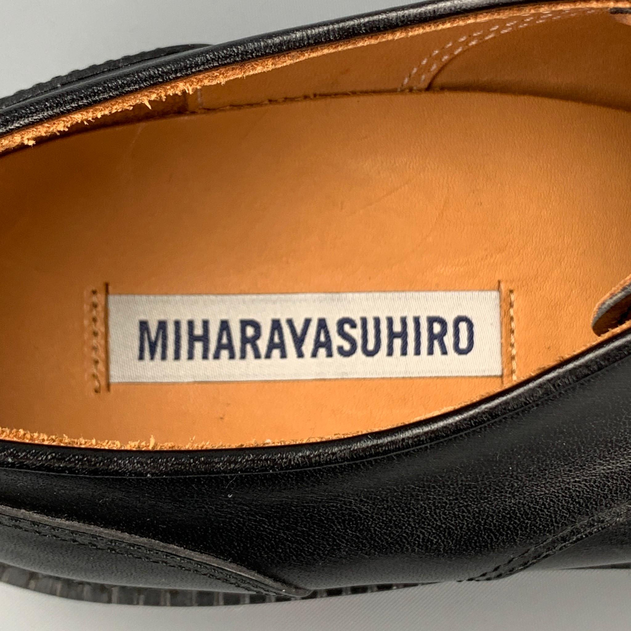 MIHARAYASUHIRO Size 7 Black Leather Cap Toe Lace Up Shoes 2