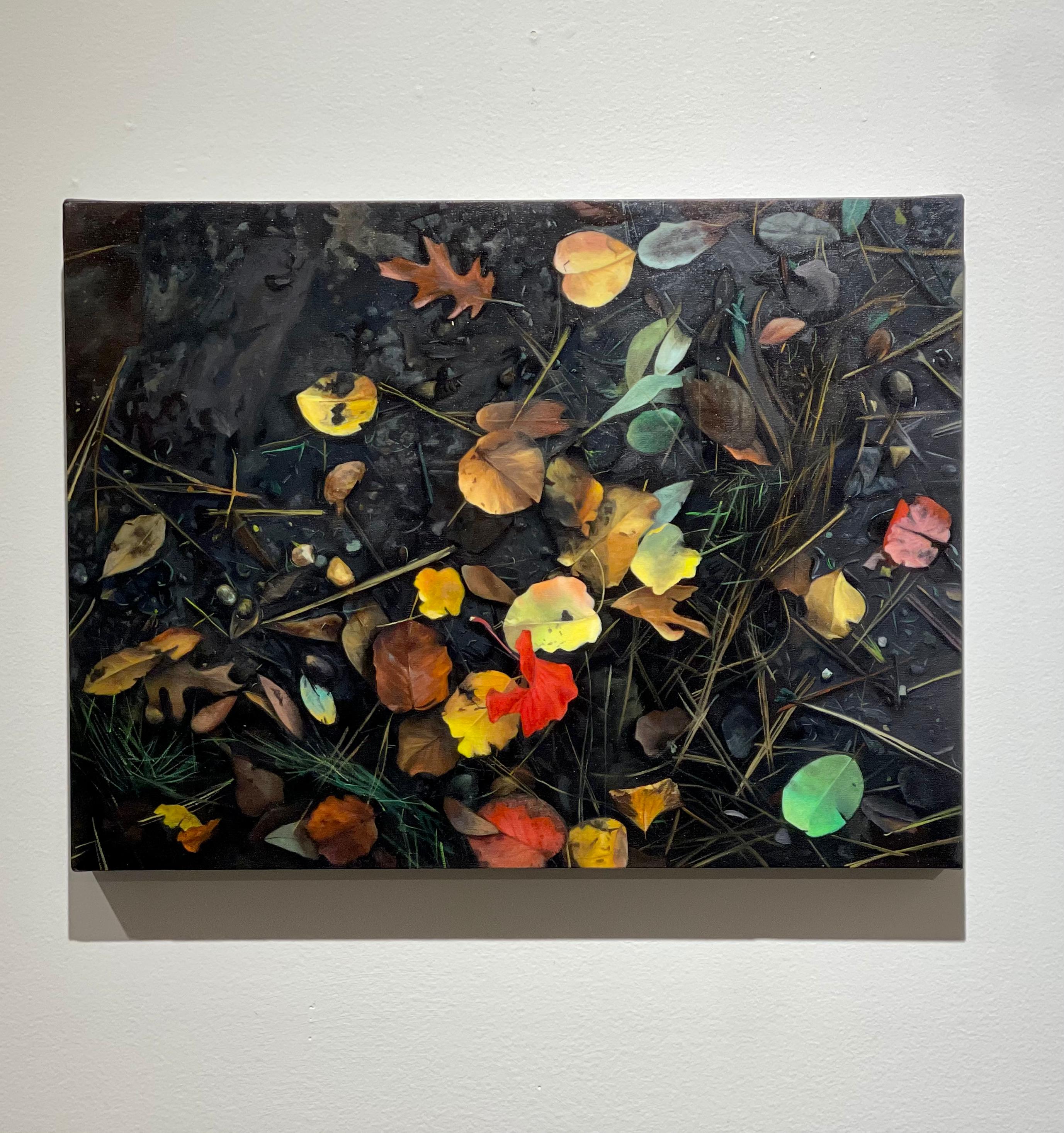 Mihee Nahm Landscape Art – Dunkel, Moody, Wet, Detailliert, Ölgemälde, mittelgroß, natürliches Diptychon