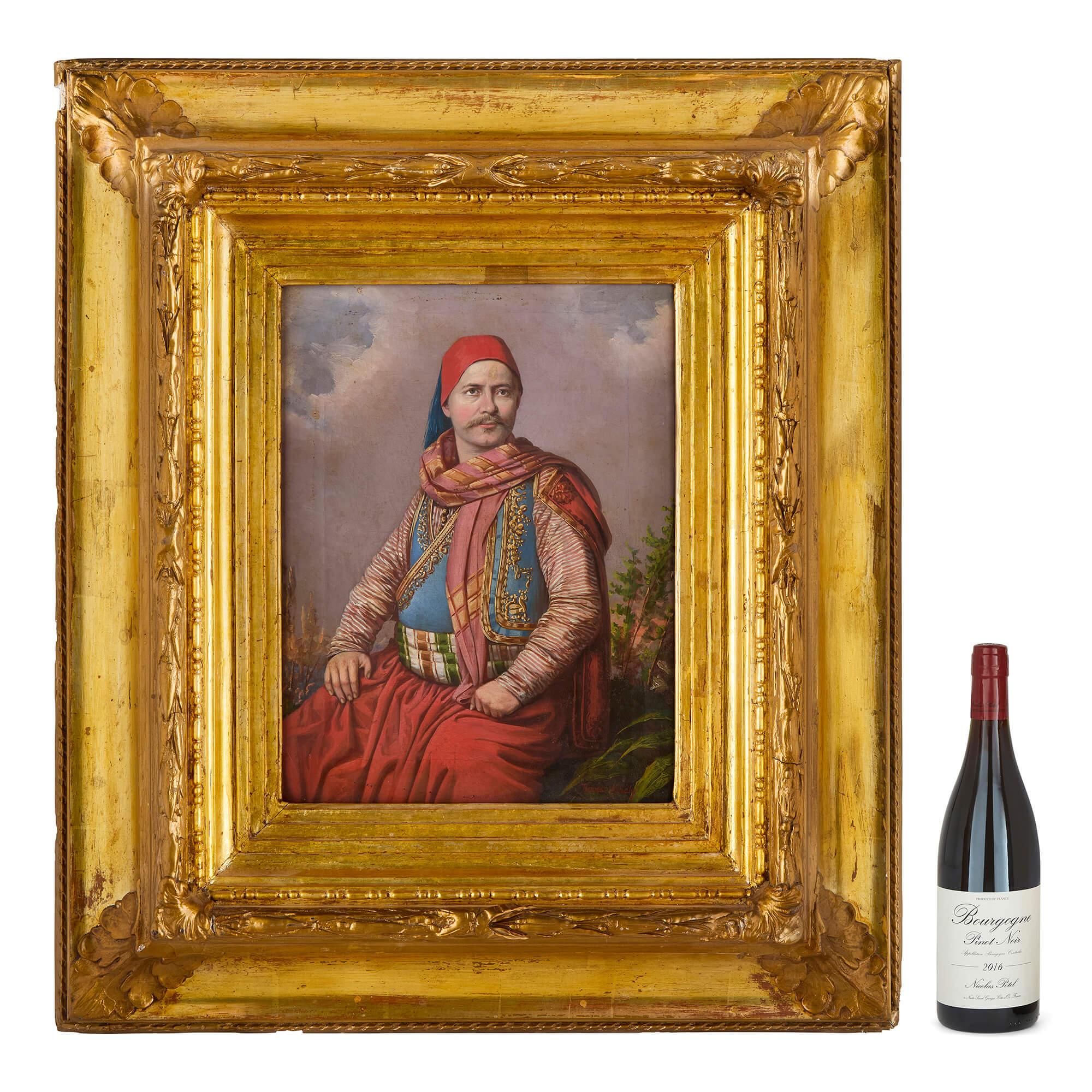 Tschechisch 19. Jahrhundert Dalmatinische Tracht Junger Mann Orientalist Ölporträt Kovács im Angebot 1