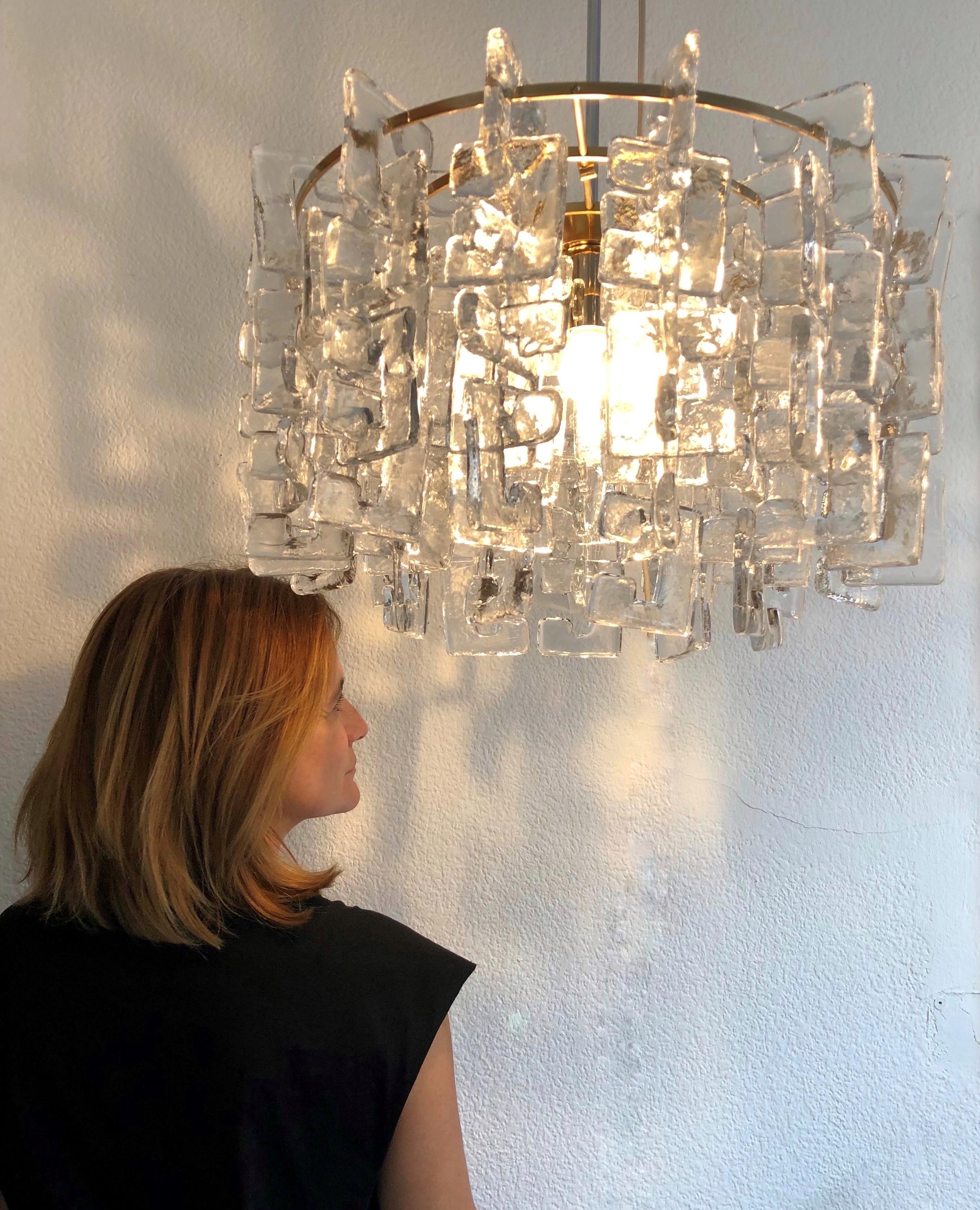 Mid-Century Modern Miid-Century Interlocking Murano Flush Mount by Carlo Nason for Mazzega, 1970s For Sale