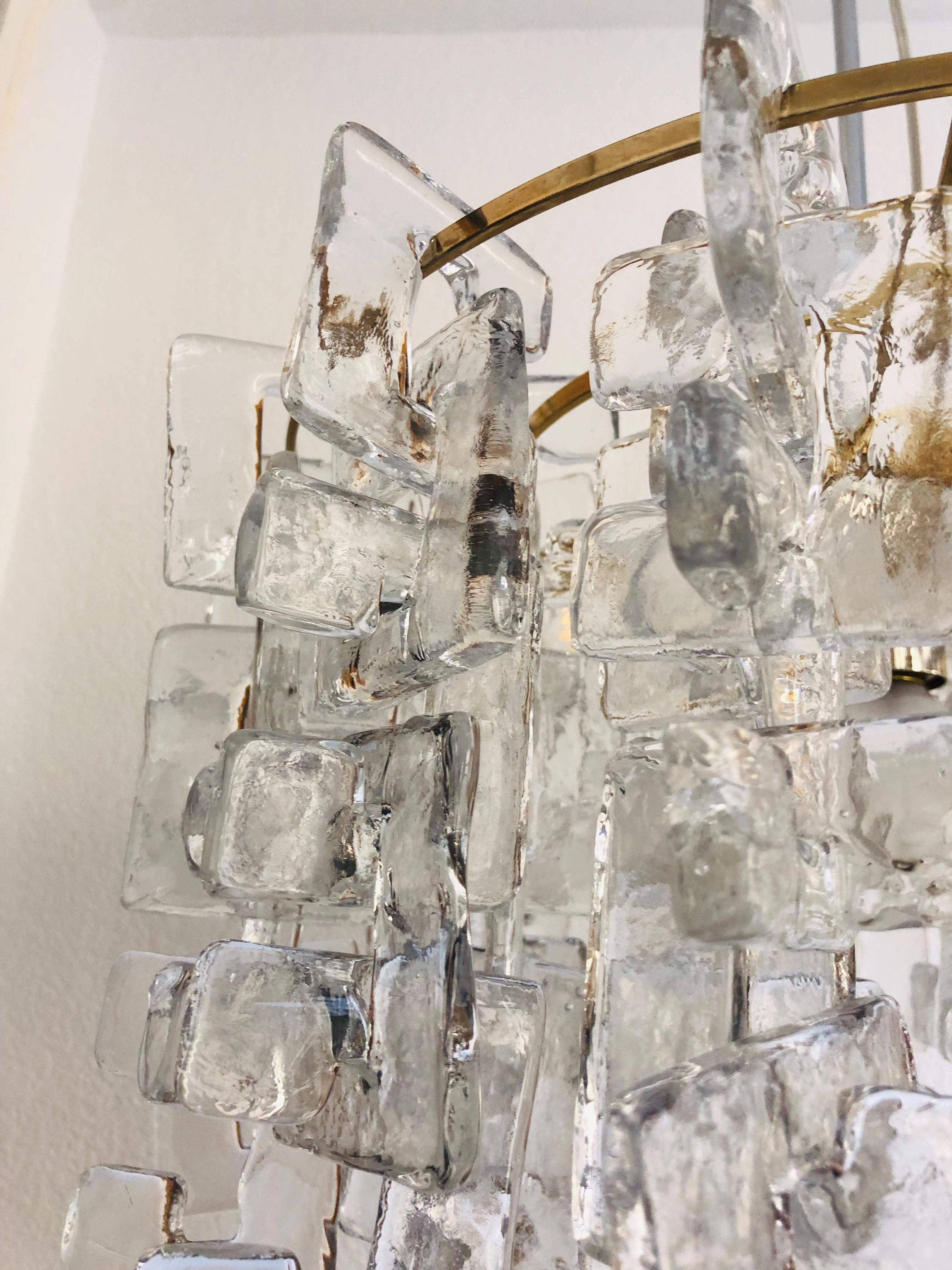Italian Miid-Century Interlocking Murano Flush Mount by Carlo Nason for Mazzega, 1970s For Sale