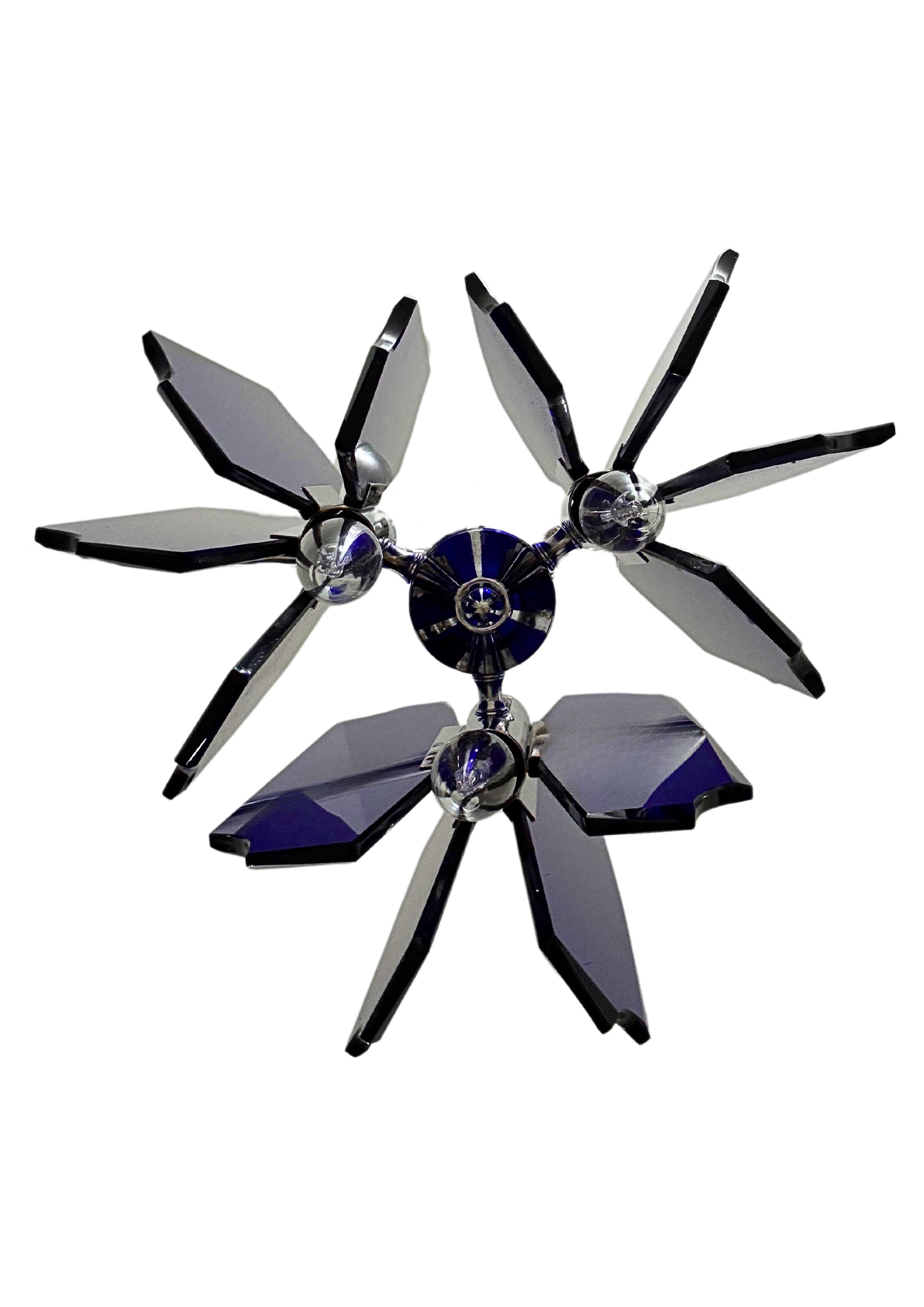 Mid-Century Murano Glass Cobalt Blue Chandelier by Veca 1