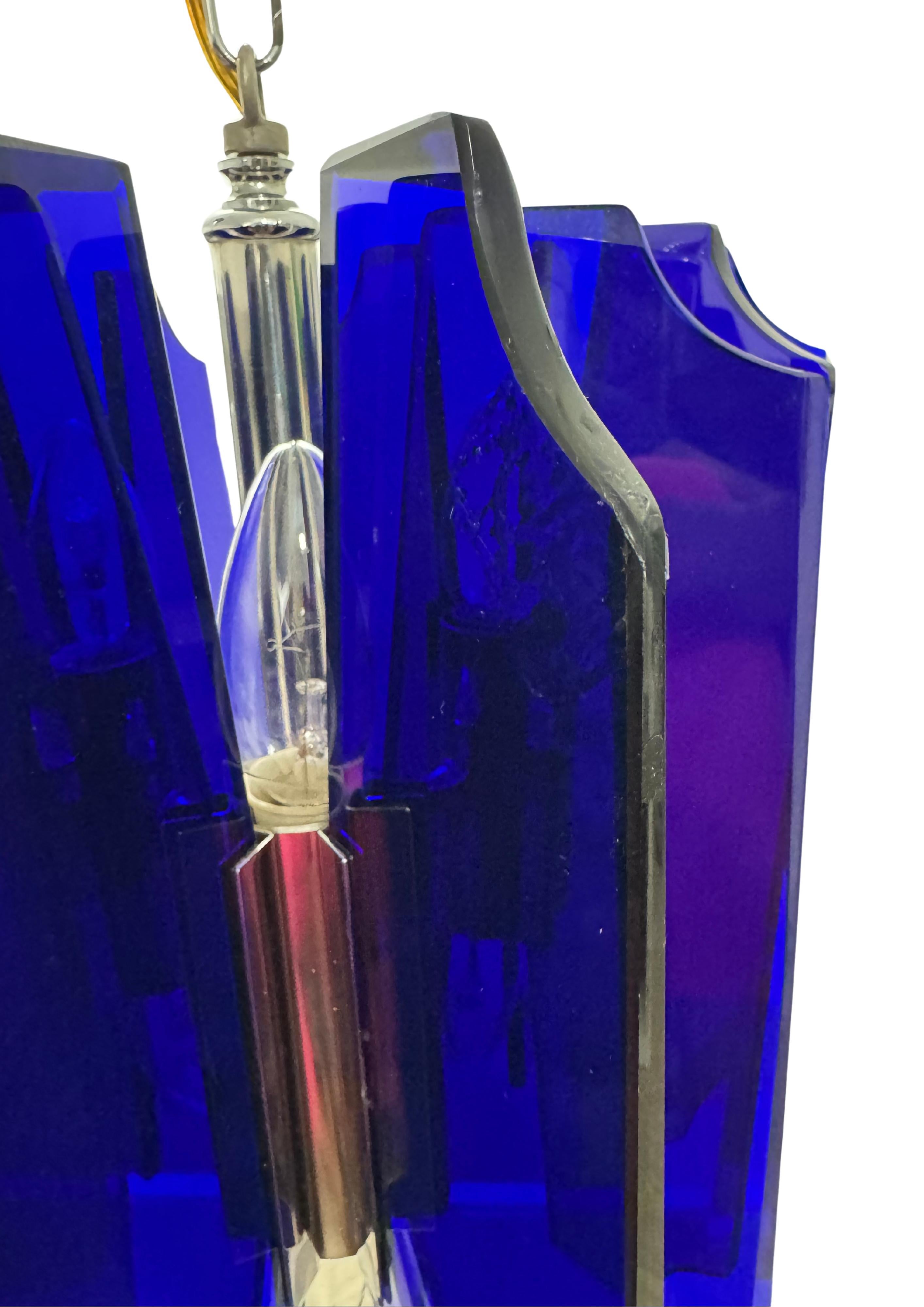 Mid-Century Murano Glass Cobalt Blue Chandelier by Veca 2