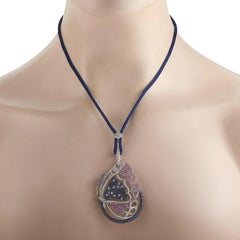 Miiori 18K White Gold 2.84 Ct Diamond and Sapphire Butterfly Necklace