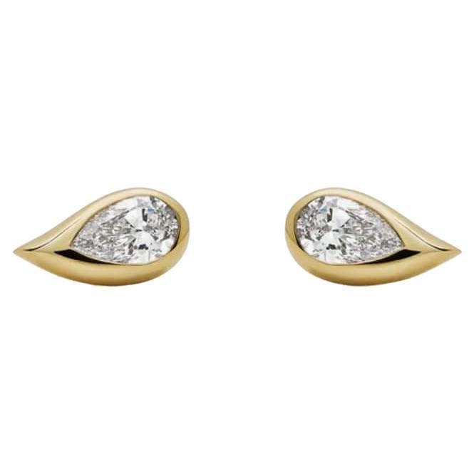 Pendientes Mika de oro amarillo con diamantes pera en venta