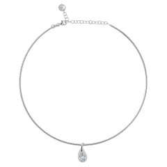 Mika Pear Diamond Pendant on Cuff Necklace in White Gold