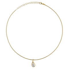 Mika Pear Diamond Pendant on Cuff Necklace in Yellow Gold Mika Pear Diamond Pendant on Cuff Necklace in Yellow Gold