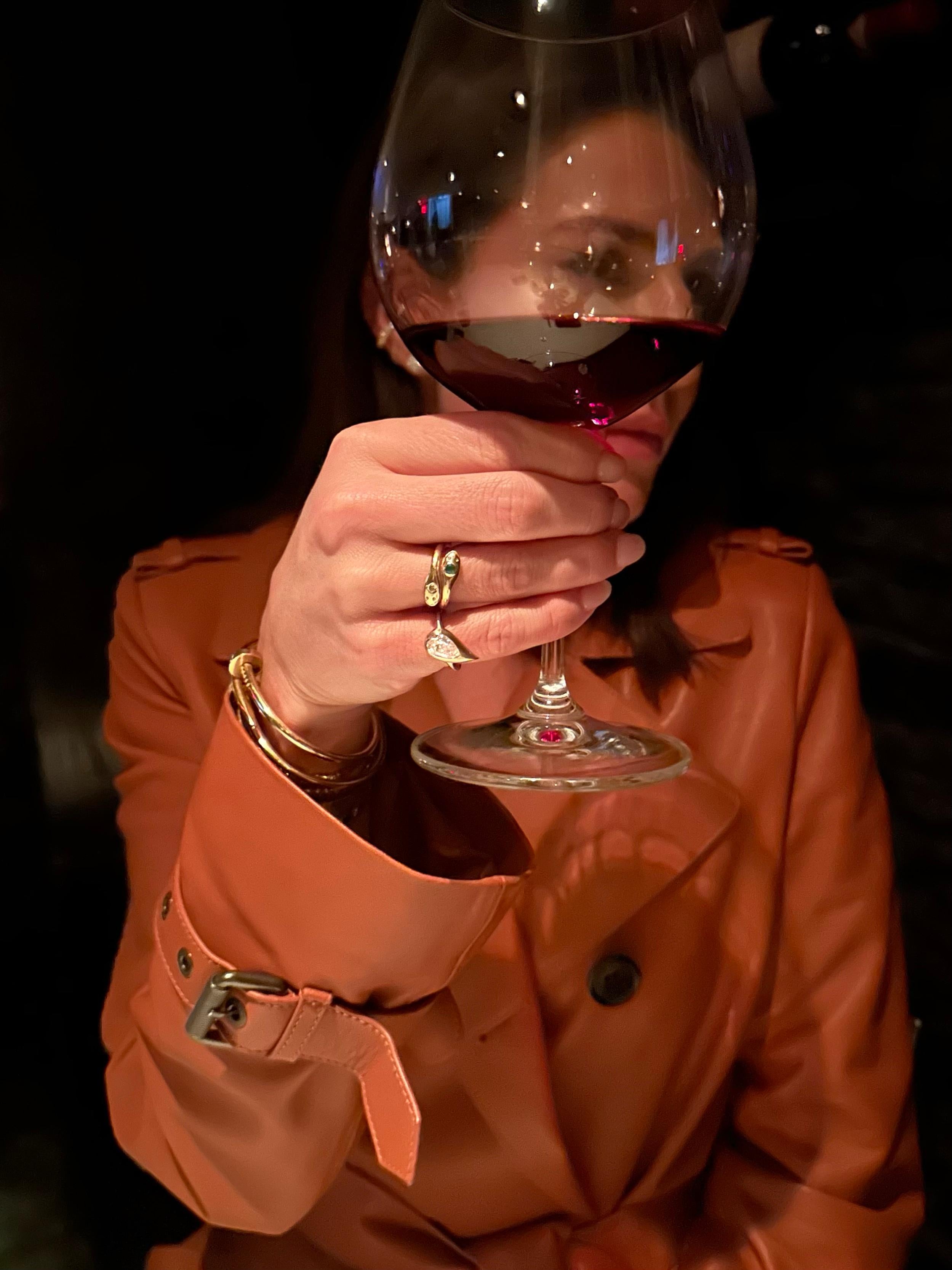 Donna Anello da mignolo Mika con diamante a pera, a destra in vendita