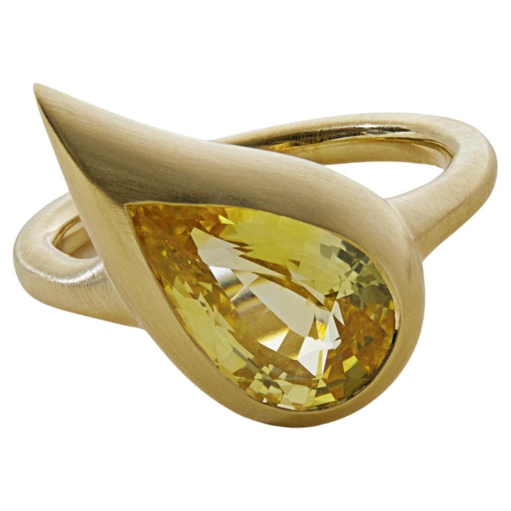 Mika Pinky Ring with Pear Yellow Sapphire