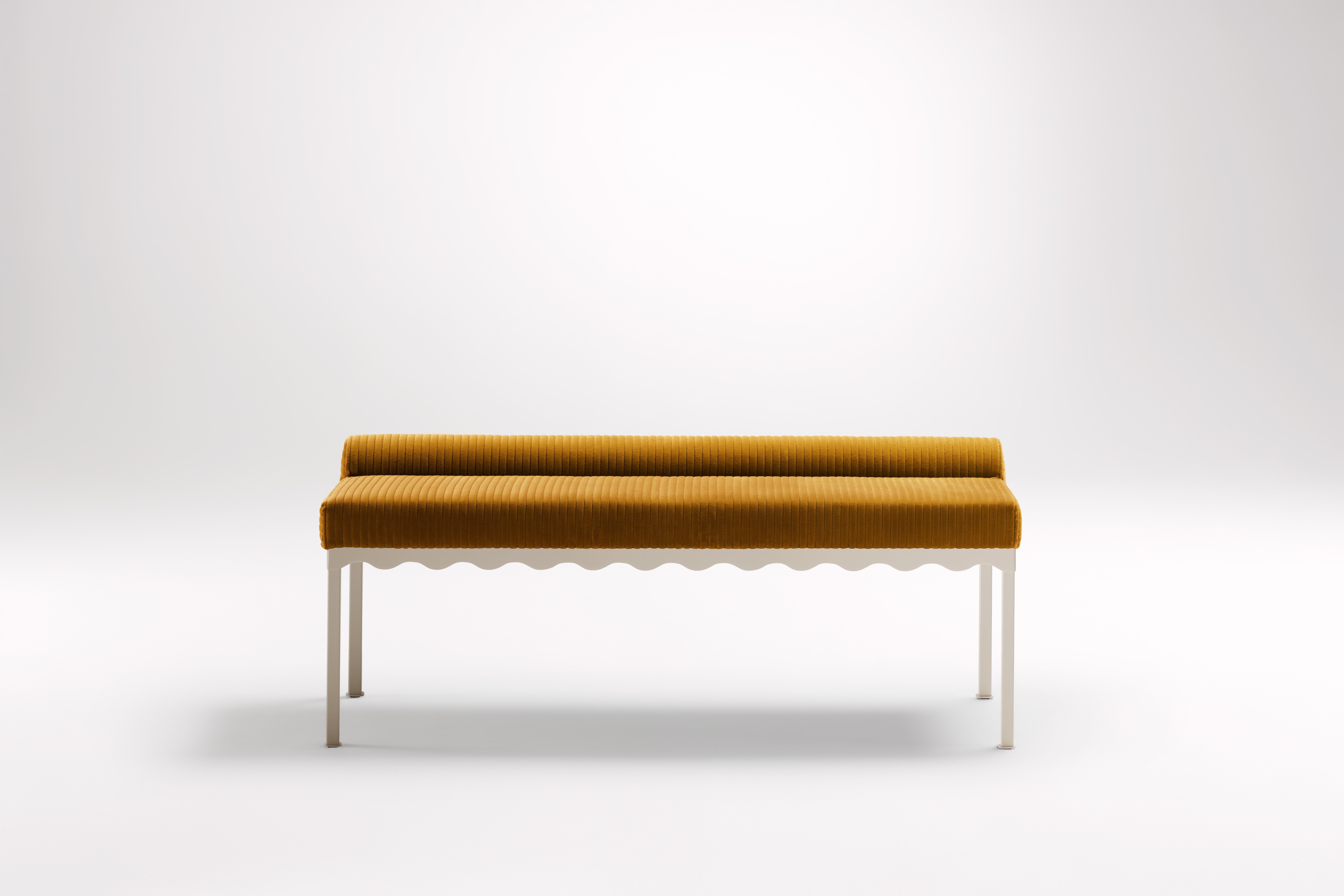 Mikado Bellini 1340 Bench by Coco Flip
Dimensions: D 134 x W 54 x H 52.5 cm
Materials: Timber / Upholstered tops, Powder-coated steel frame. 
Weight: 20 kg
Frame Finishes: Textura Paperbark.

Coco Flip is a Melbourne based furniture and lighting
