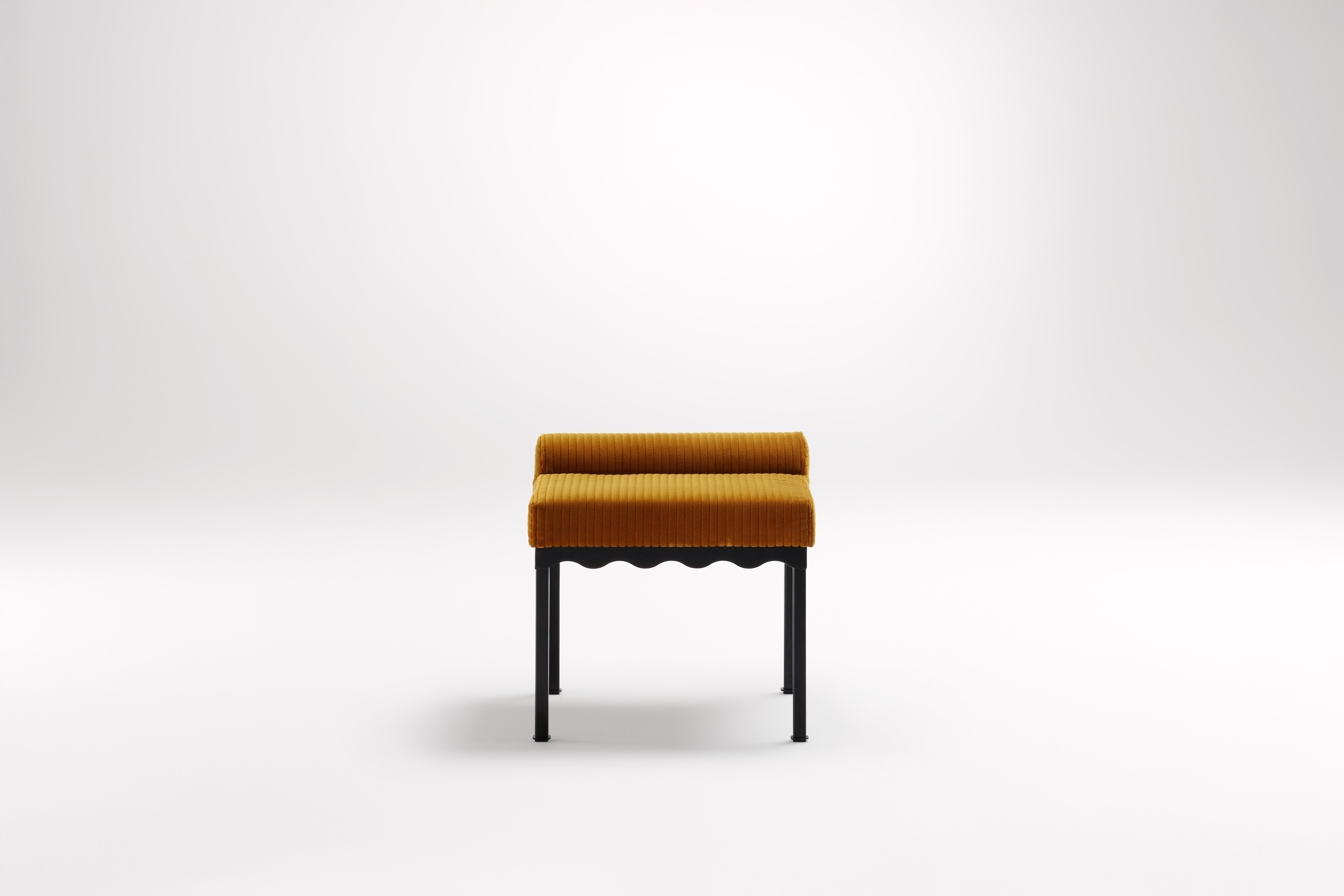 Mikado Bellini 540 Bench by Coco Flip
Dimensions: D 54 x W 54 x H 52.5 cm
Materials: Timber / Upholstered tops, Powder-coated steel frame. 
Weight: 12 kg
Frame Finishes: Textura Black.

Coco Flip is a Melbourne based furniture and lighting design
