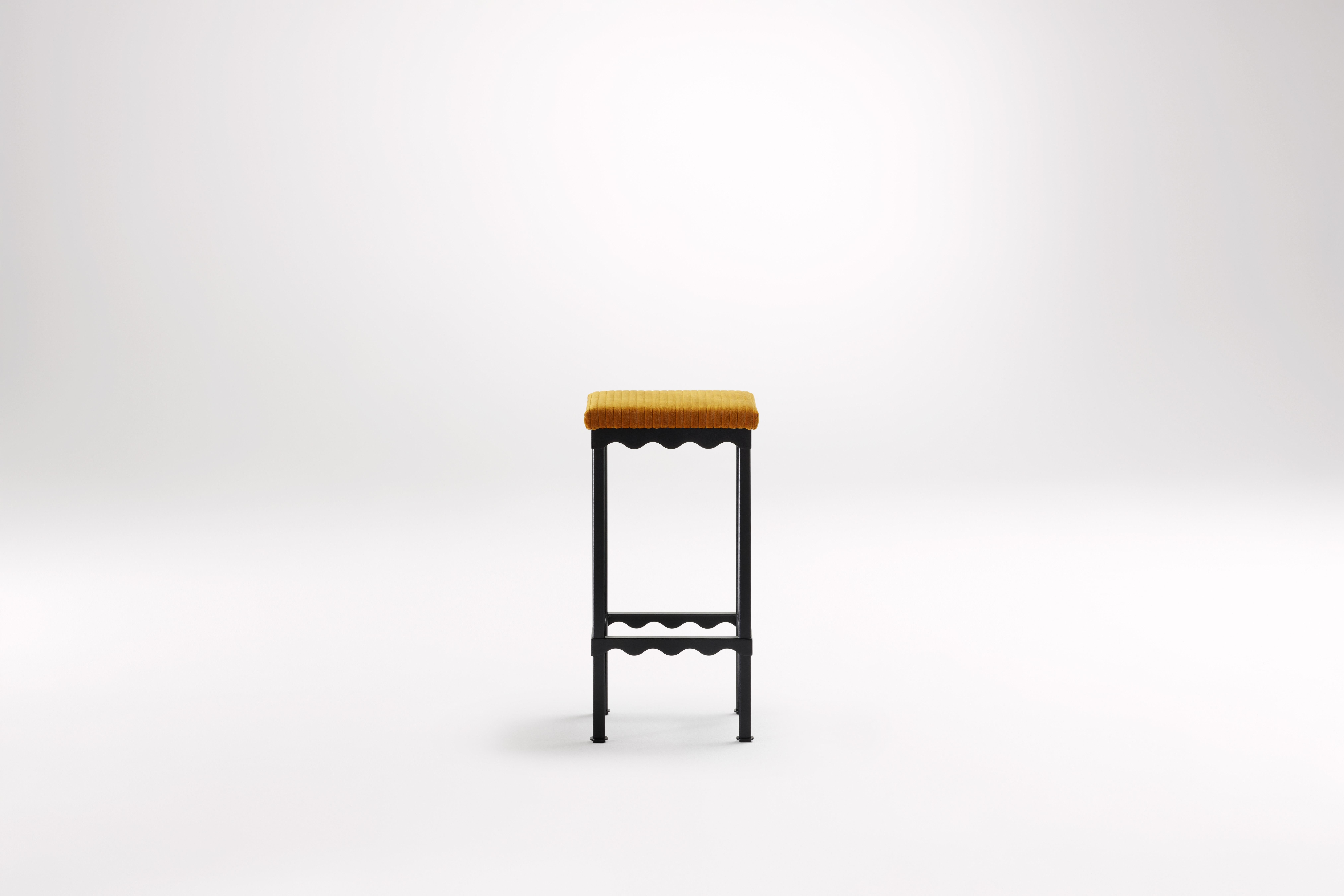 Mikado Bellini High Stool by Coco Flip
Dimensions: D 34 x W 34 x H 65/75 cm
Materials: Timber / Stone tops, Powder-coated steel frame. 
Weight: 8kg
Frame Finishes: Textura Black.

Coco Flip is a Melbourne based furniture and lighting design studio,