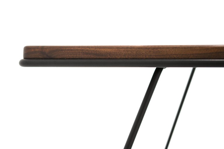 Hand-Crafted Mikado Minimal Folding Table, Black American Walnut in Black Steel Frame For Sale