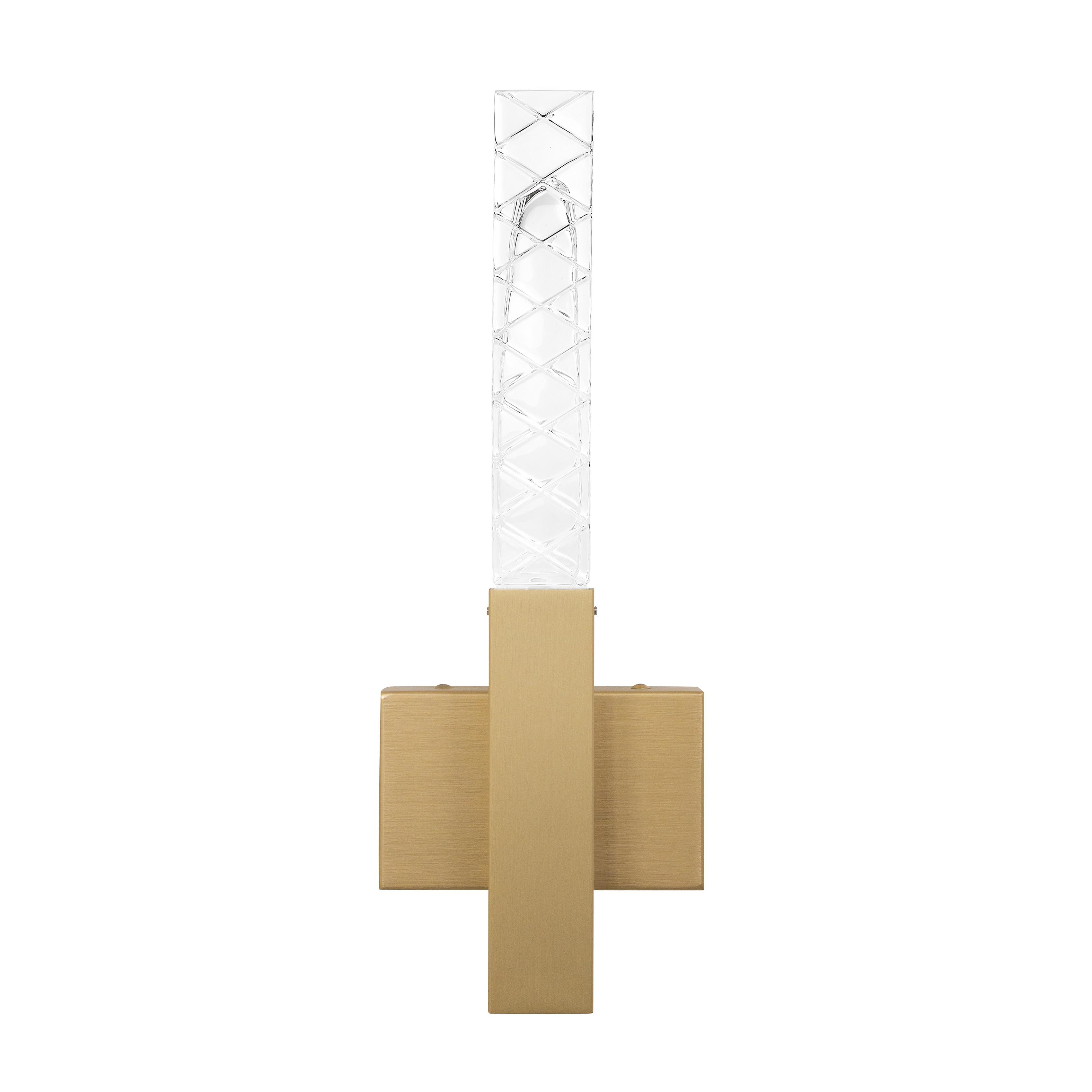 Mikado Solo Wall Lamp in Satin Brass and Crystal Diffusers For Sale