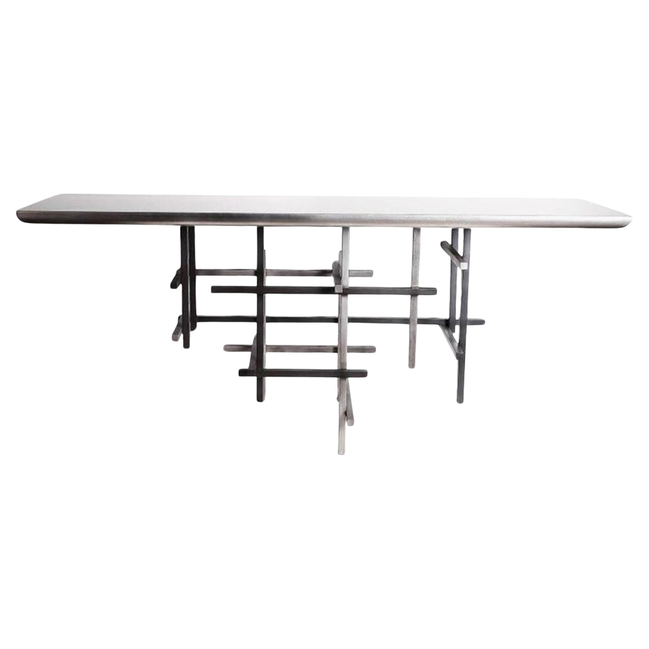 Mikado Wall Mounted Console by ARDECO Studio in Patinated Steel 
Wood For Sale