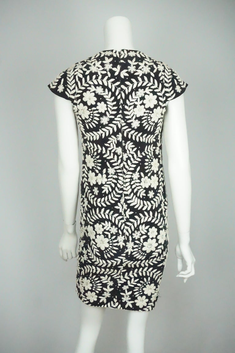 Mikael Aghal Black and White Embroidery Floral Dress - 6 For Sale at ...