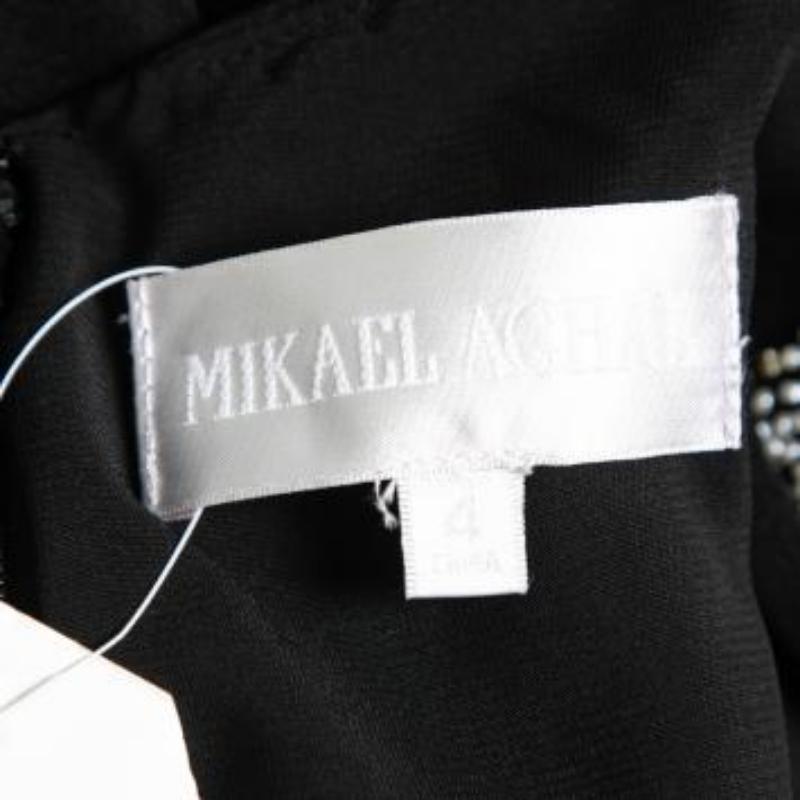 Mikael Aghal Schwarz Seide verschönert Ausschnitt Detail Kleid S im Angebot 6