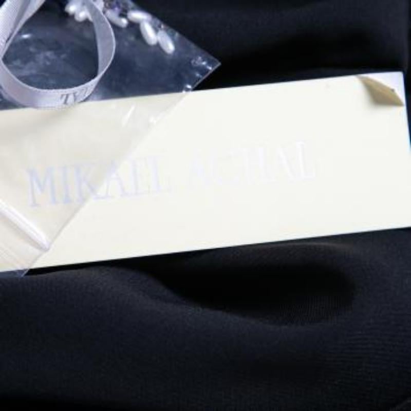 Mikael Aghal Schwarz Seide verschönert Ausschnitt Detail Kleid S im Angebot 7