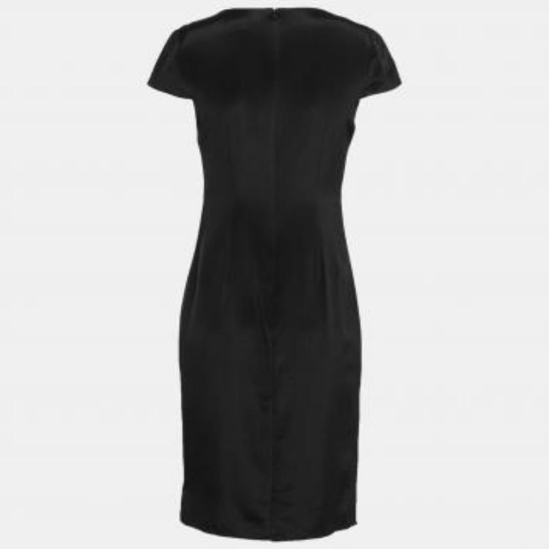 Mikael Aghal Schwarz Seide verschönert Ausschnitt Detail Kleid S im Angebot 4