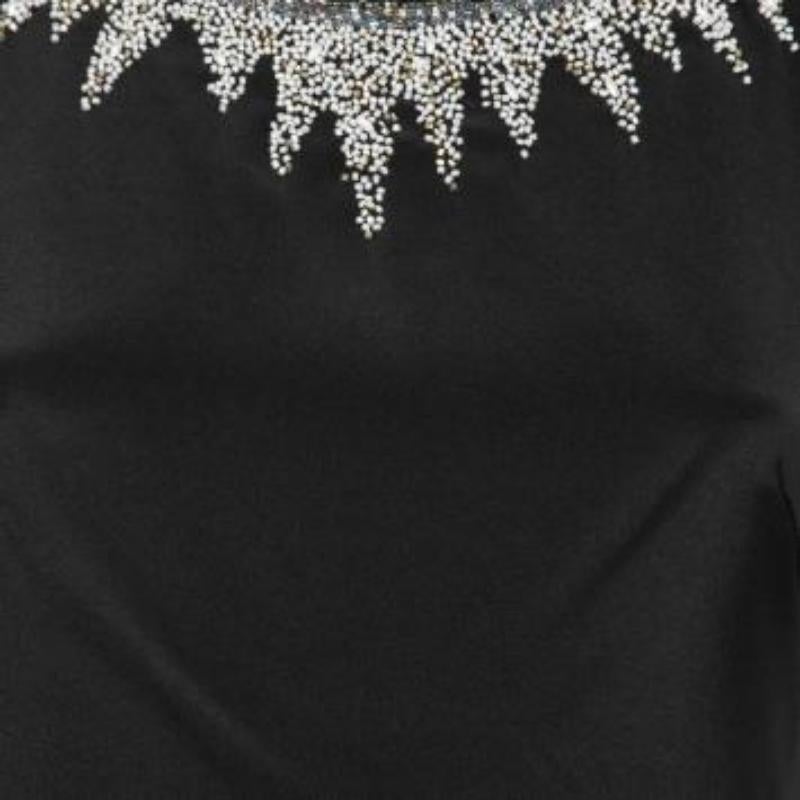 Mikael Aghal Schwarz Seide verschönert Ausschnitt Detail Kleid S im Angebot 5