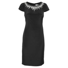 Mikael Aghal Black Silk Embellished Neckline Detail Dress S