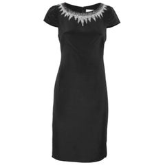 Mikael Aghal Black Silk Embellished Neckline Detail Dress S