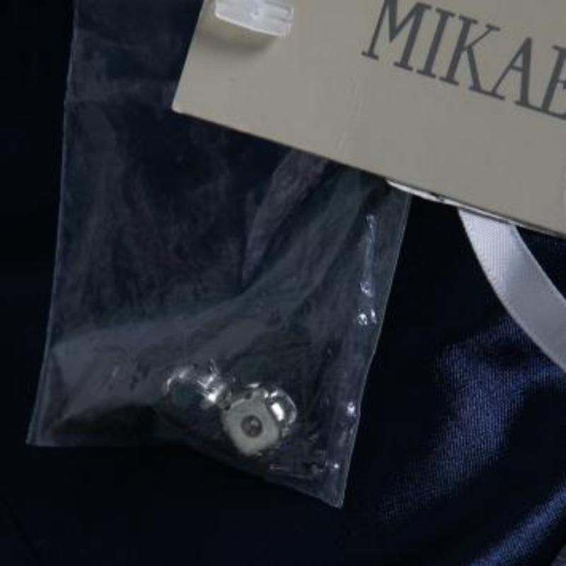 Mikael Aghal Blau Rosette Applique verschönert schiere Passe ärmelloses Kleid S im Angebot 6