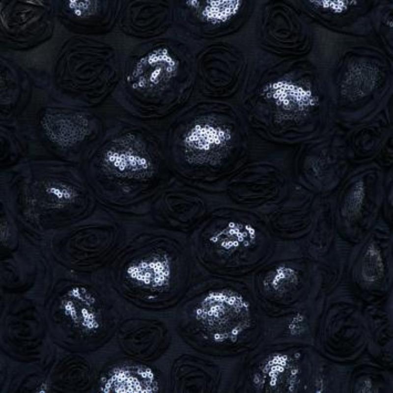 Mikael Aghal Blau Rosette Applique verschönert schiere Passe ärmelloses Kleid S im Angebot 3