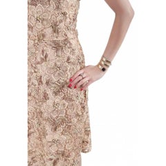 Mikael Aghal Gold Embellished Lace Cocktail Dress S