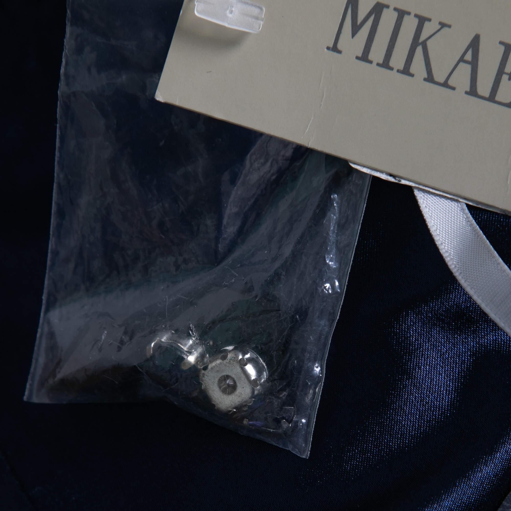 Women's Mikael Aghal Rosette Applique Embellished Sheer Yoke Sleeveless Dress S