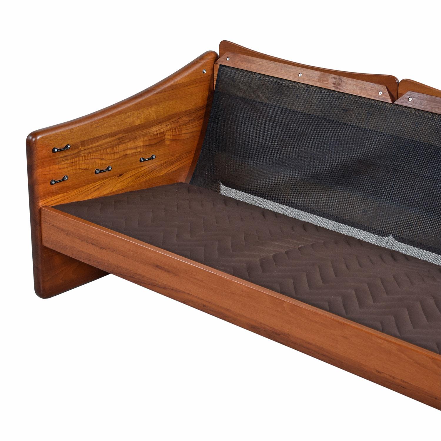 Mikael Laursen 3-Seat Solid Teak Danish Sofa Couch Original Cognac Leather 3