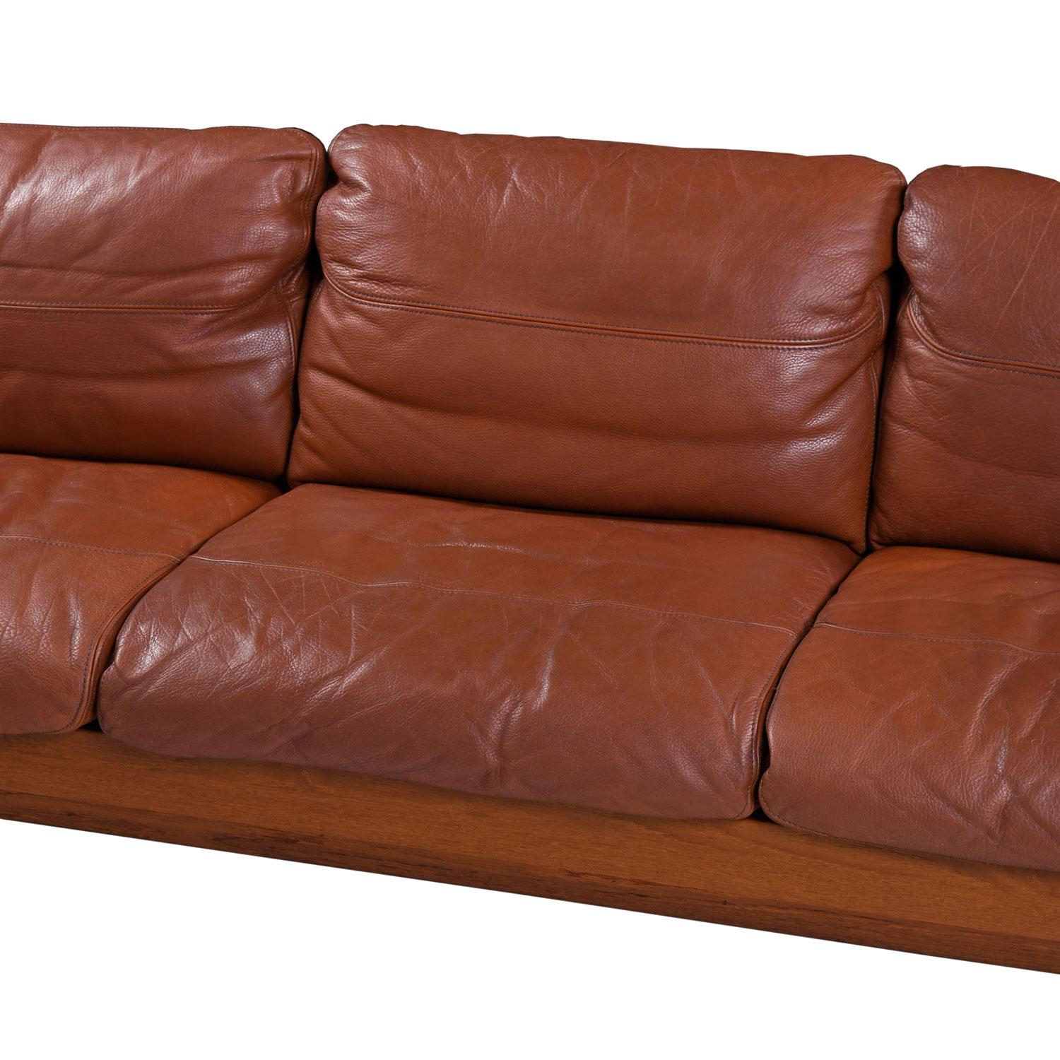teak leather sofa