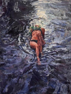 "Tra le sponde di due fiumi" (2024) di Mikael Olson, pittura ad olio su tela