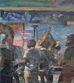 "Banda de música" (2024) de Mikael Olson, pintura impresionista al óleo, bodegón