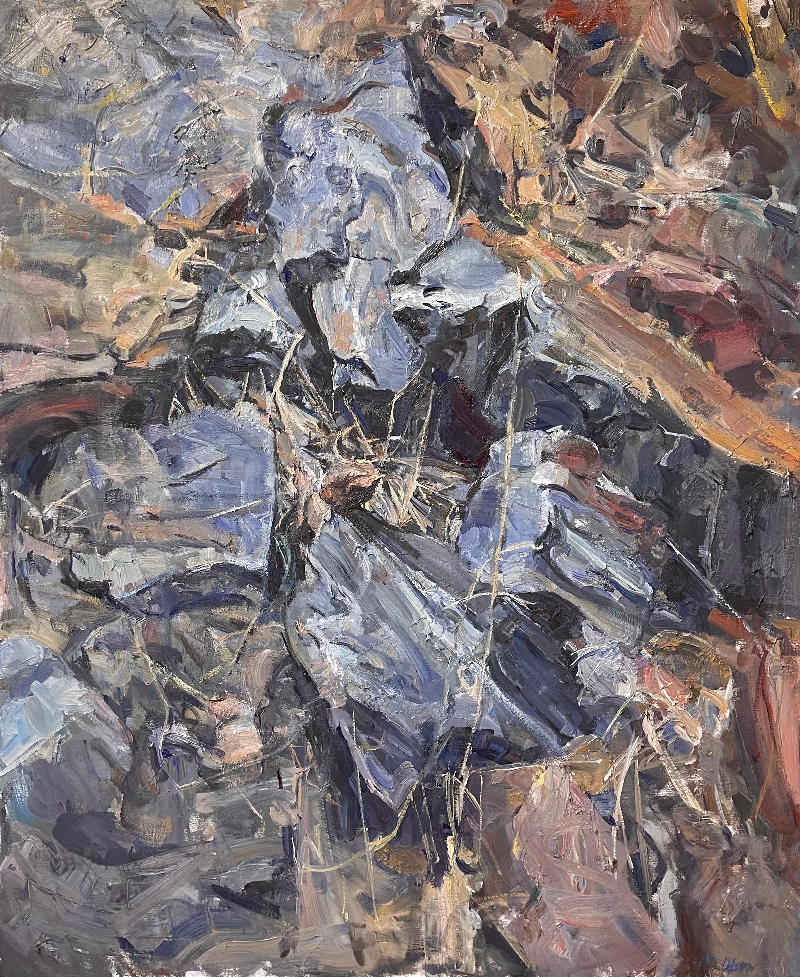 Figurative Painting de Mikael Olson - "Reyezuelo de cañón entre las rocas", Pintura al óleo