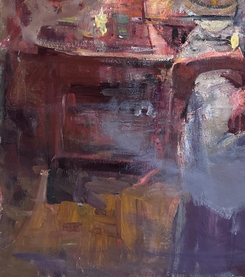 „Dissolve“ (2024) von Mikael Olson, Original impressionistisches Interieur-Ölgemälde im Angebot 1