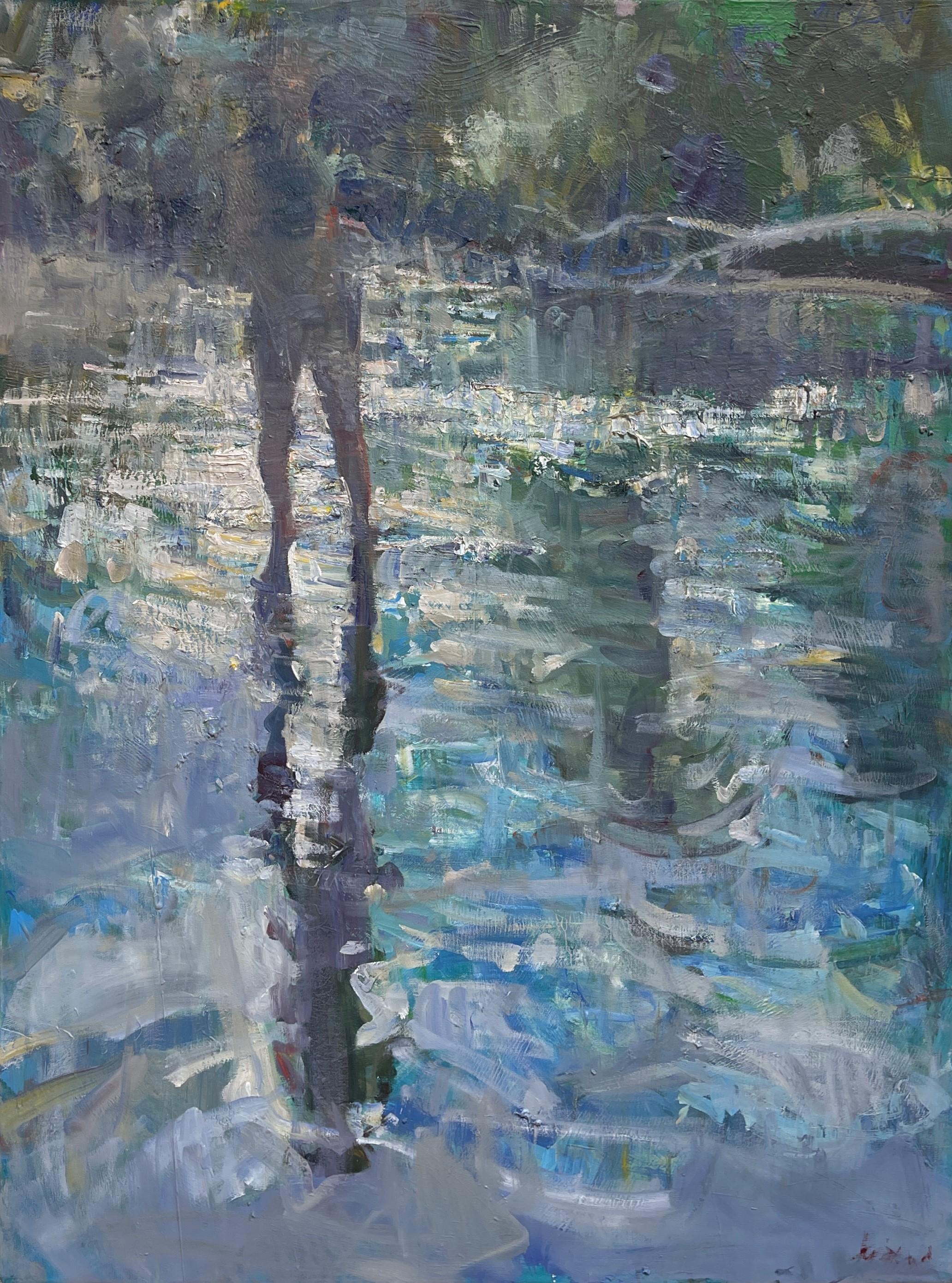 L'opera "Feet in Water" (2024) di Mikael Olson (USA) è un dipinto a olio originale, realizzato a mano, che raffigura una persona in piedi nell'acqua, il cui riflesso si staglia tra le increspature.

Biografia e dichiarazione dell'artista:
Nato a