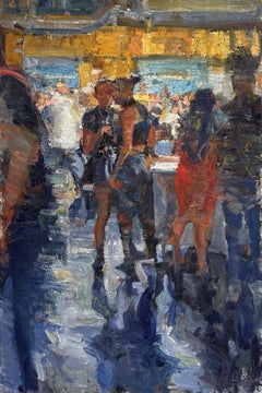 "Gossip" (2024) von Mikael Olson, Original Ölgemälde, Innenraum