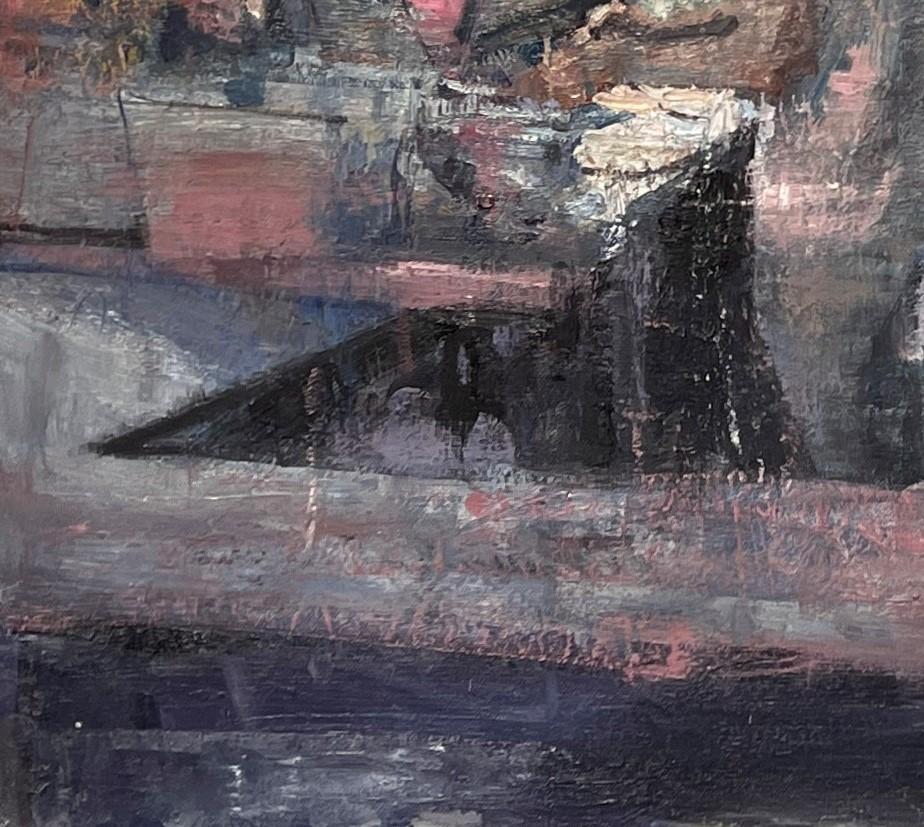 „Greasy Pizza“ von Mikael Olson, Original impressionistisches Interieur-Ölgemälde im Angebot 1