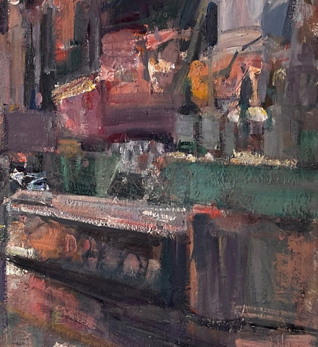 „High Dive“ von Mikael Olson, Original impressionistisches Interieur-Ölgemälde, Original im Angebot 3