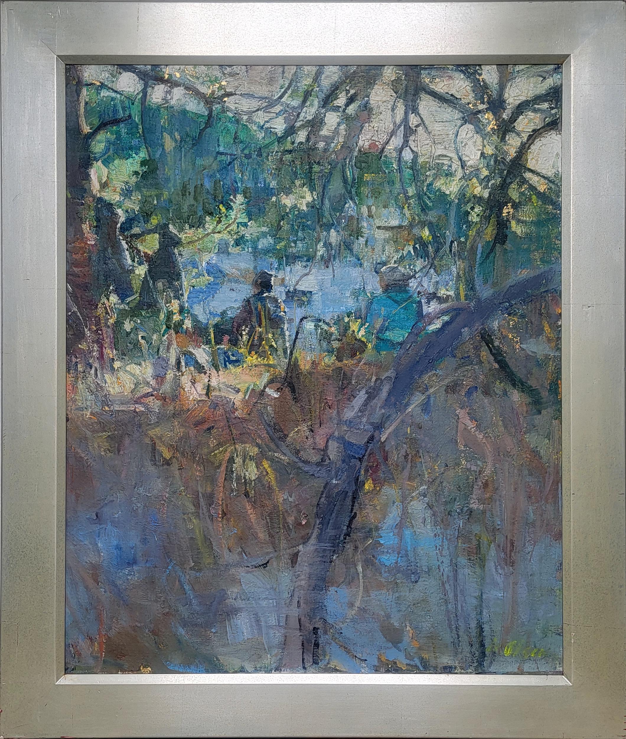 „Hikers in Winter“ (2025) von Mikael Olson, Original-Ölgemäldelandschaft im Angebot 1
