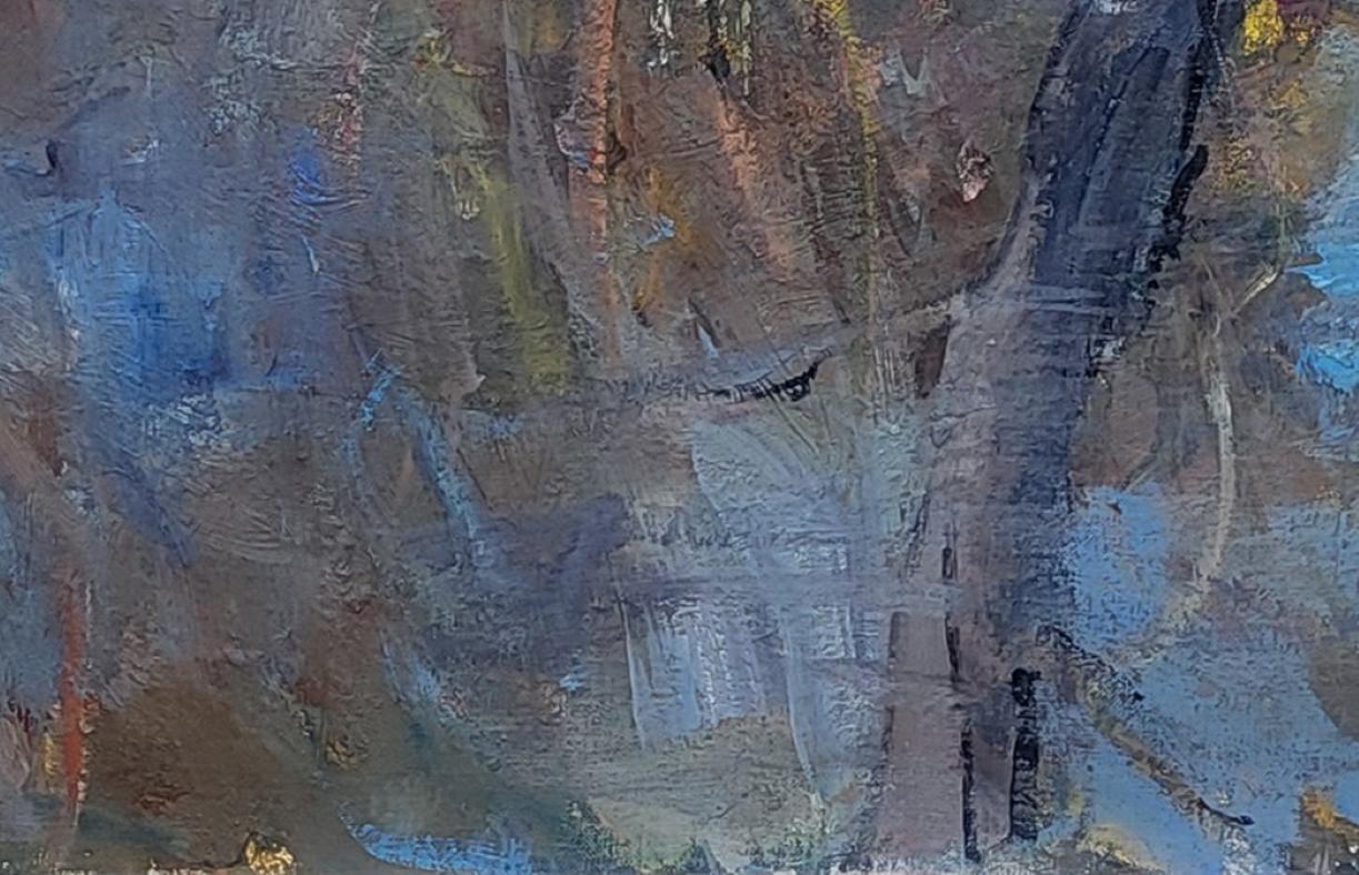 „Hikers in Winter“ (2025) von Mikael Olson, Original-Ölgemäldelandschaft im Angebot 3