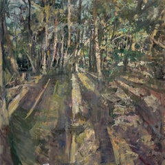 "In The Woods" (2024) di Mikael Olson, Pittura ad olio impressionista originale