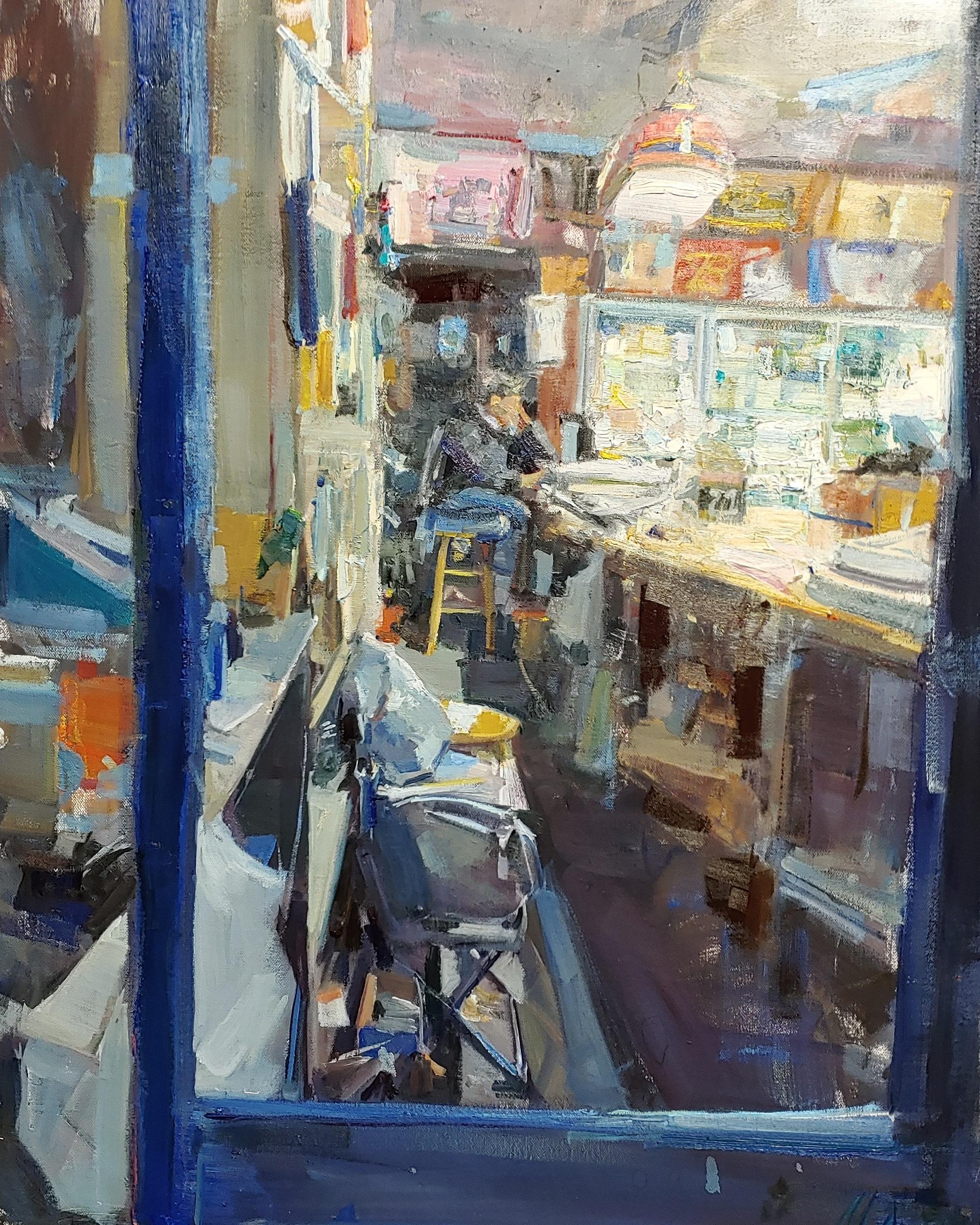 Mikael Olson Interior Painting - "Liquor Store" Oil Painting