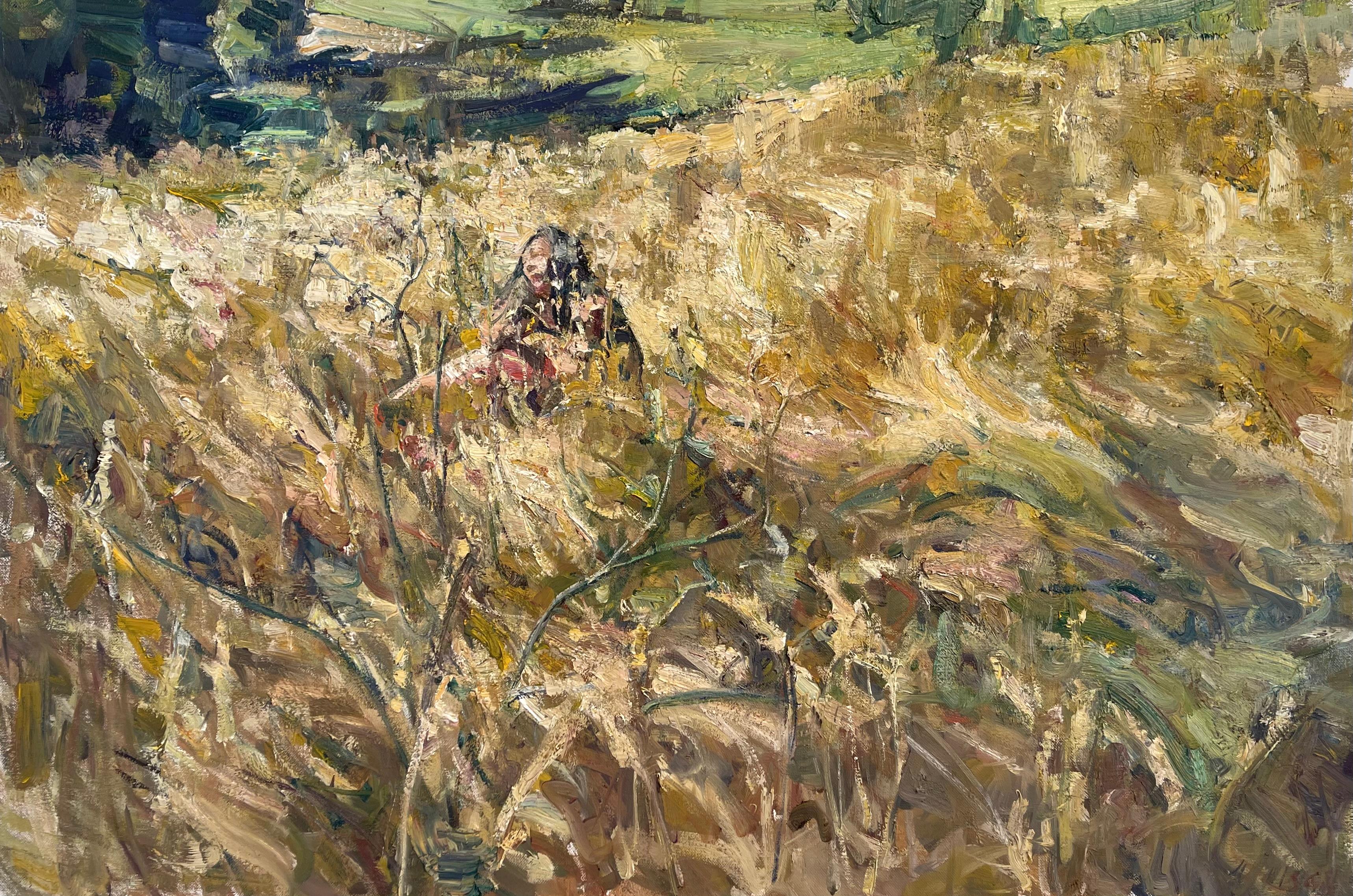 Landscape Painting di Mikael Olson - "Ascoltare il vento", pittura a olio