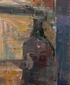 "Mirror" (2024) par Mikael Olson, peinture impressionniste à l'huile de nature morte.