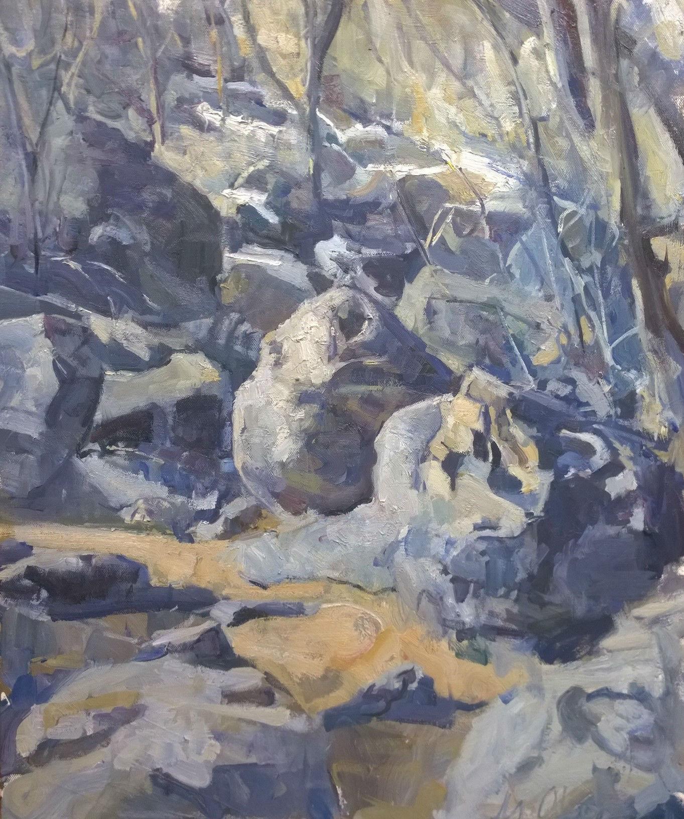 Mikael Olson Landscape Painting - "Trailhead" Oil Painting